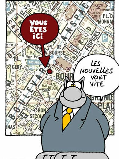 Poster Le Chat par Philippe Geluck - Vous êtes ici ! (exclusivité Brüsel)
