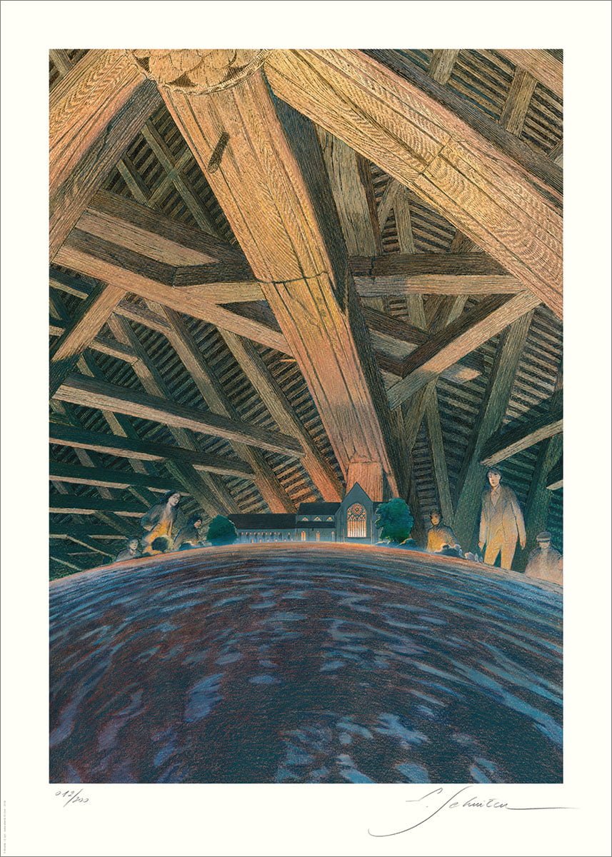 Estampe L'Abbaye de L'Epau signée et numérotée François Schuiten – Image 2