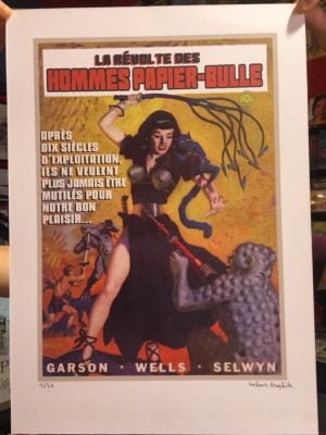 Estampe signée Un Faux Graphiste : Les hommes papier-bulle