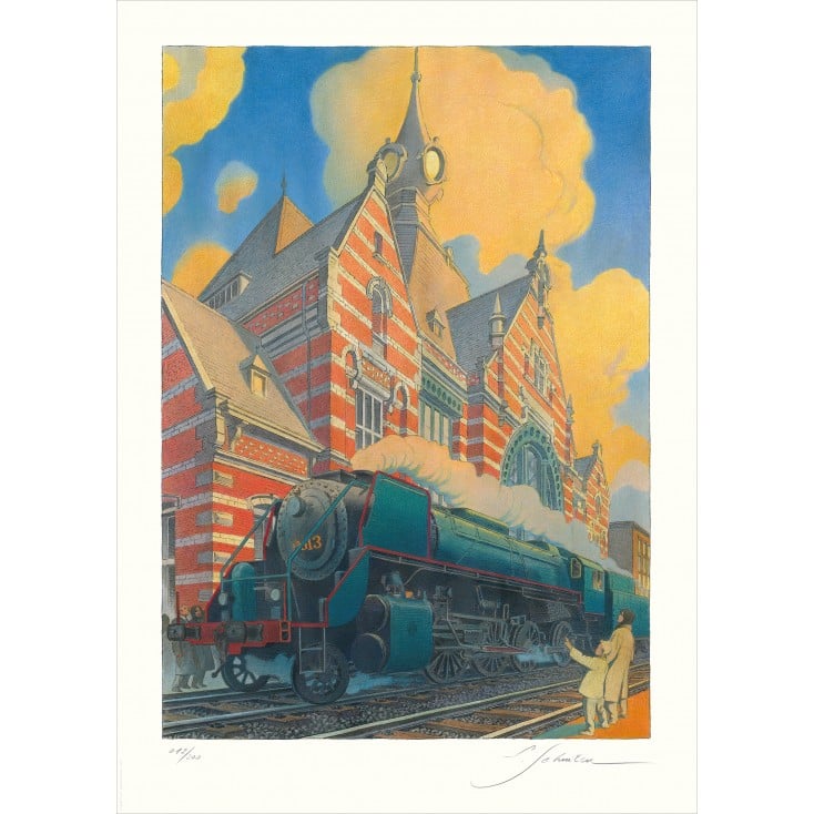 François Schuiten - La Type 29 entre en gare de Schaerbeek - Signée – Image 2