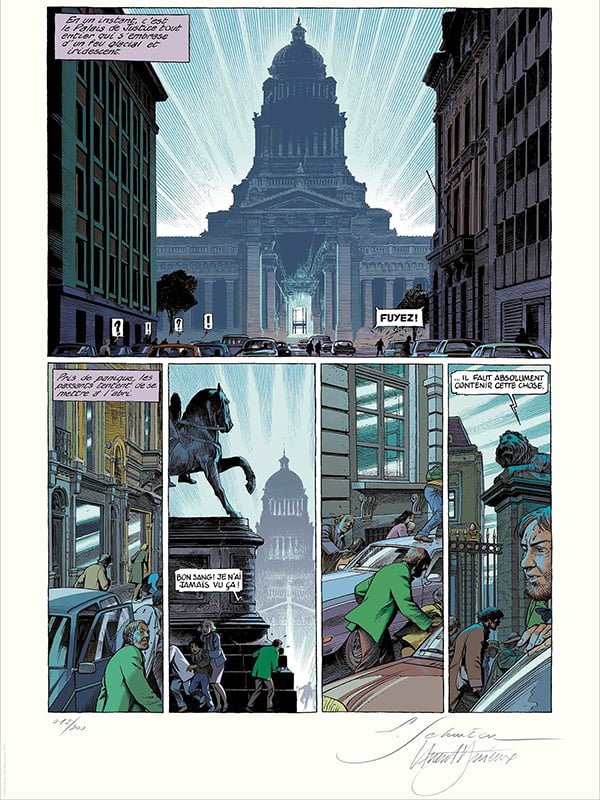 Estampe offset signée Schuiten - Durieux : planche Blake et Mortimer