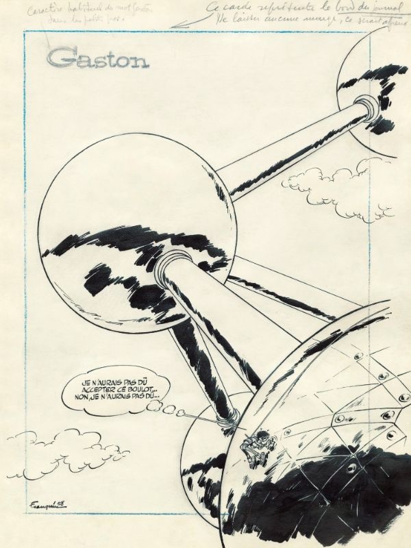 Estampe pigmentaire Hors Serie #1 : Gaston sur l'Atomium par Franquin