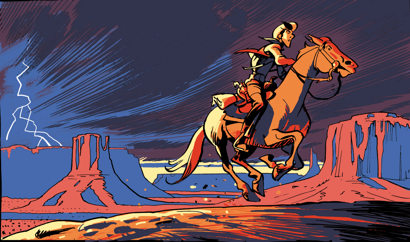 Sérigraphie Lucky Luke par Matthieu Bonhomme "Tonnerre" – Image 3