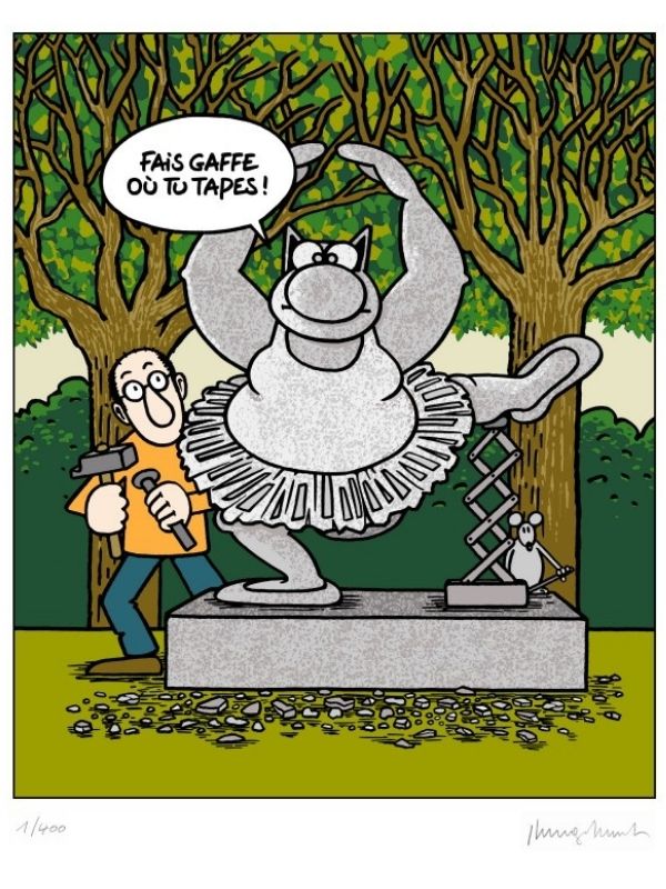 Sérigraphie Le Chat par Philipp Geluck "Le chat déambule"