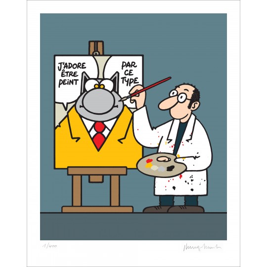 Sérigraphie Le Chat par Philippe Geluck - j'adore être peint