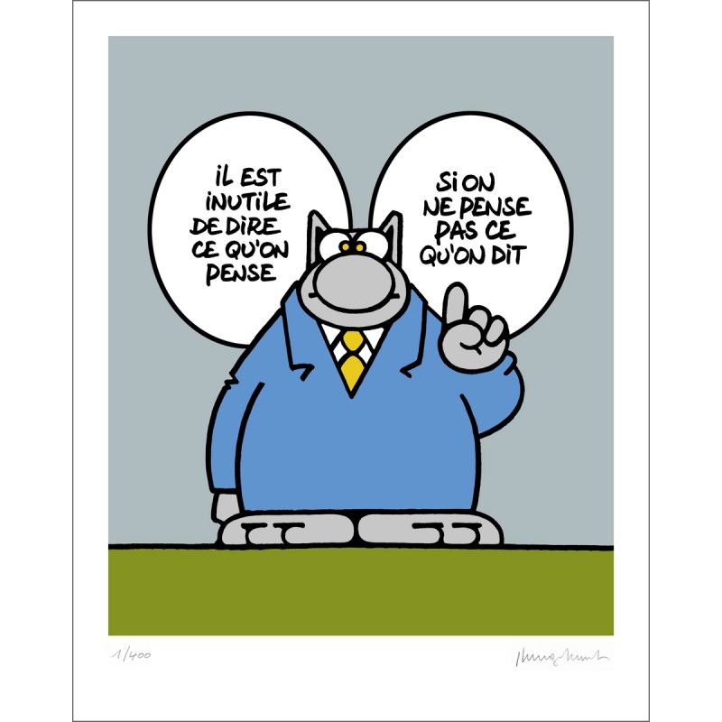 Sérigraphie Le Chat par Philippe Geluck - Une pensée utile