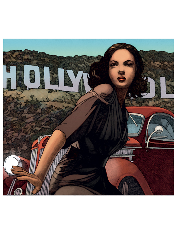 Estampe pigmentaire Miles Hyman : Hollywood 40x40