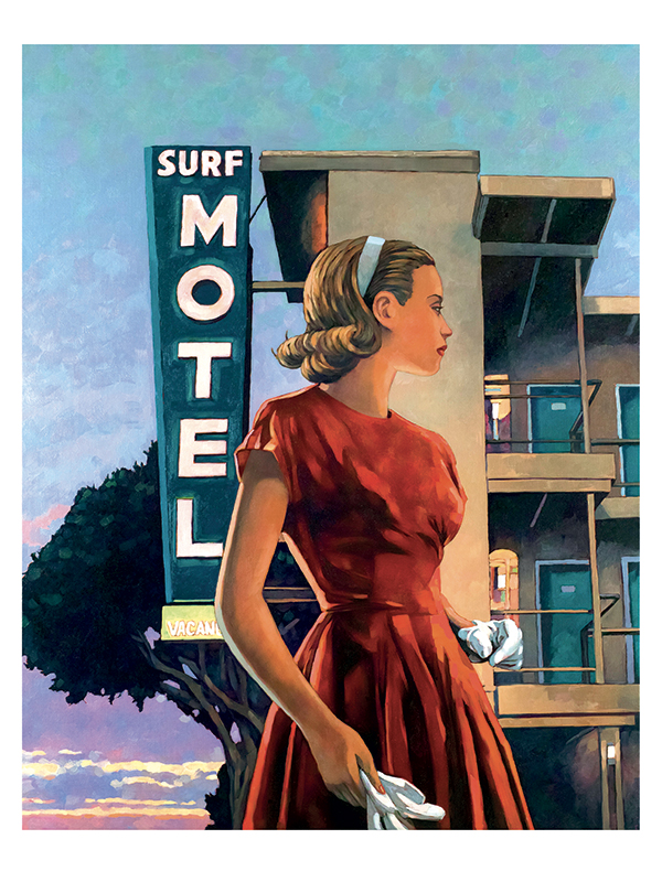 Estampe pigmentaire Miles Hyman : "Surf Motel" 50x40