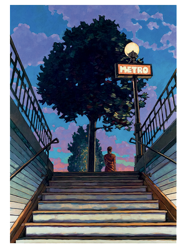 Estampe pigmentaire Miles Hyman : "Pont Marie" 35x45