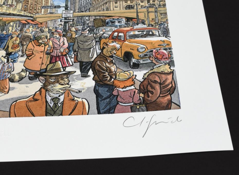 Estampe signée et limitée : Guarnido - Blacksad "Central Station"  – Image 2