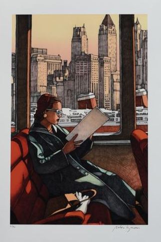 Estampe pigmentaire Miles Hyman : "Lectrice" 40x60 signée limitée