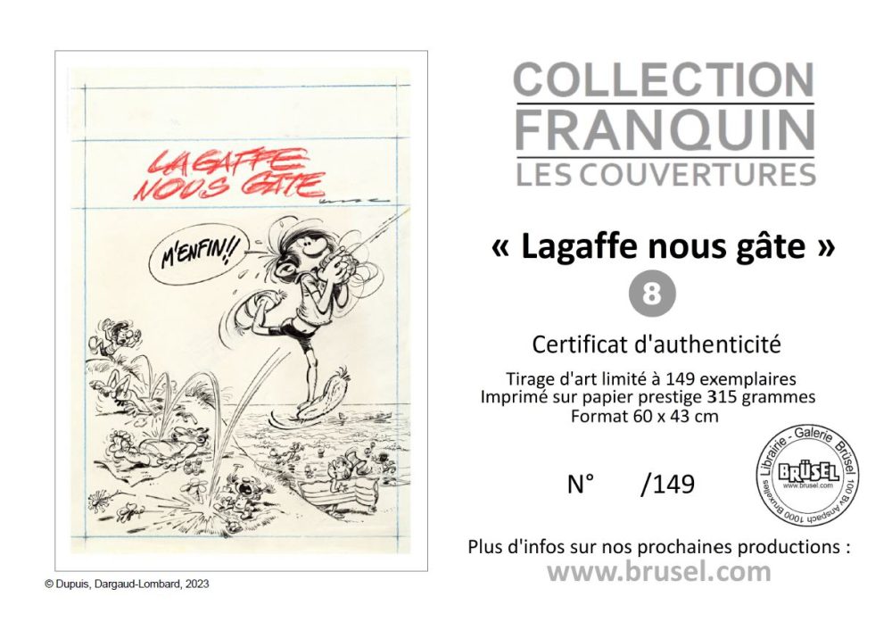 Estampe Gaston par Franquin : Etude de couverture #8 – Lagaffe nous gâte – Editions Brüsel ! – Image 2