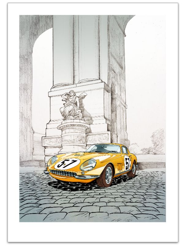 Estampe pigmentaire "Ferrari" par Christian Papazoglakis, signée et limitée à 5 exemplaires