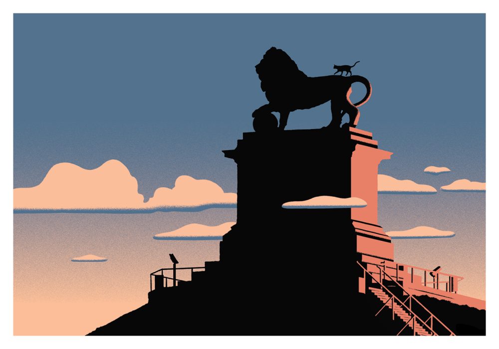 Estampe pigmentaire "Le lion et le chat de Waterloo" par David Merveille - format paysage – Image 2