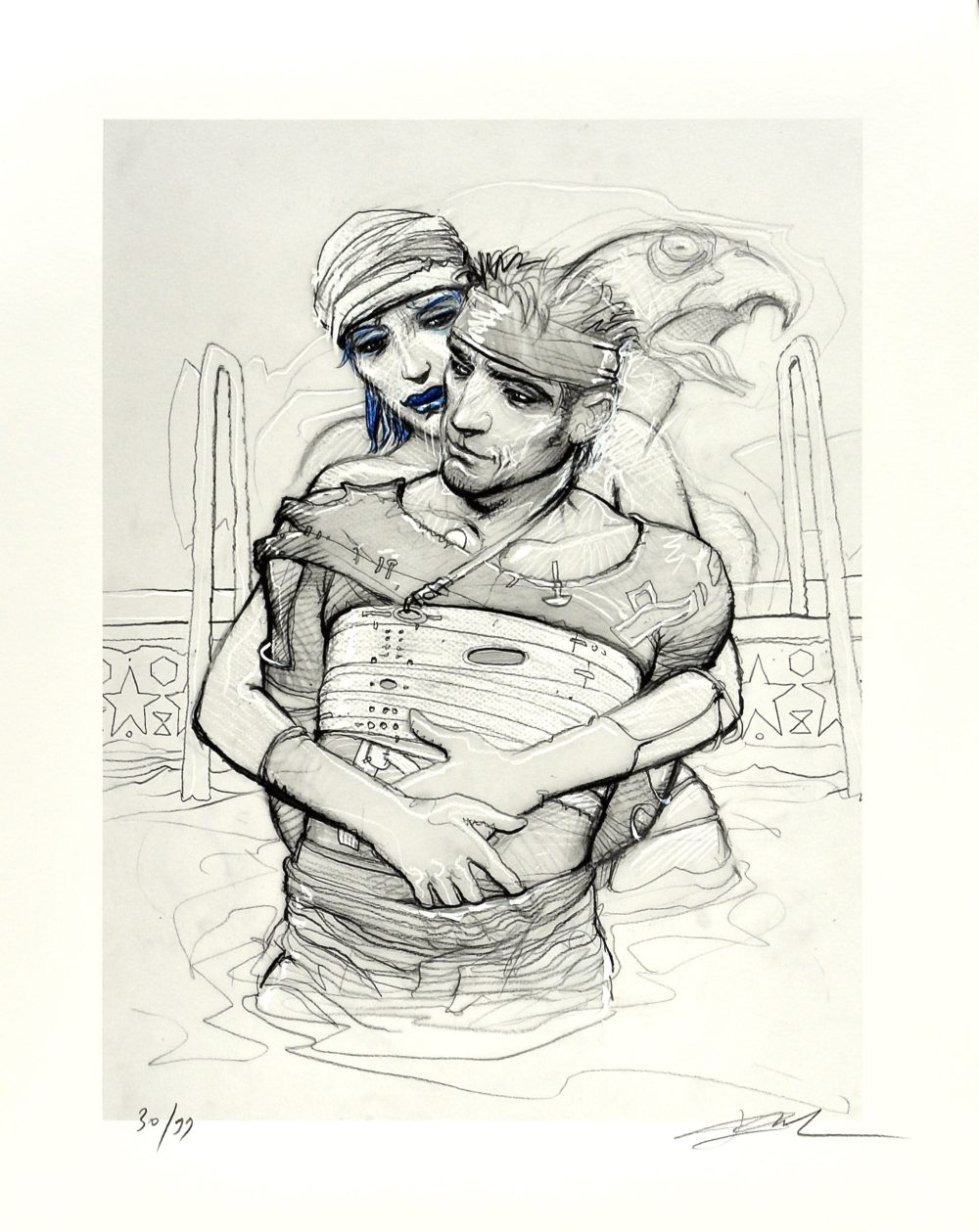 Enki Bilal • Tirage pigmentaire "Calque1- La piscine" limité, numéroté signé 99ex