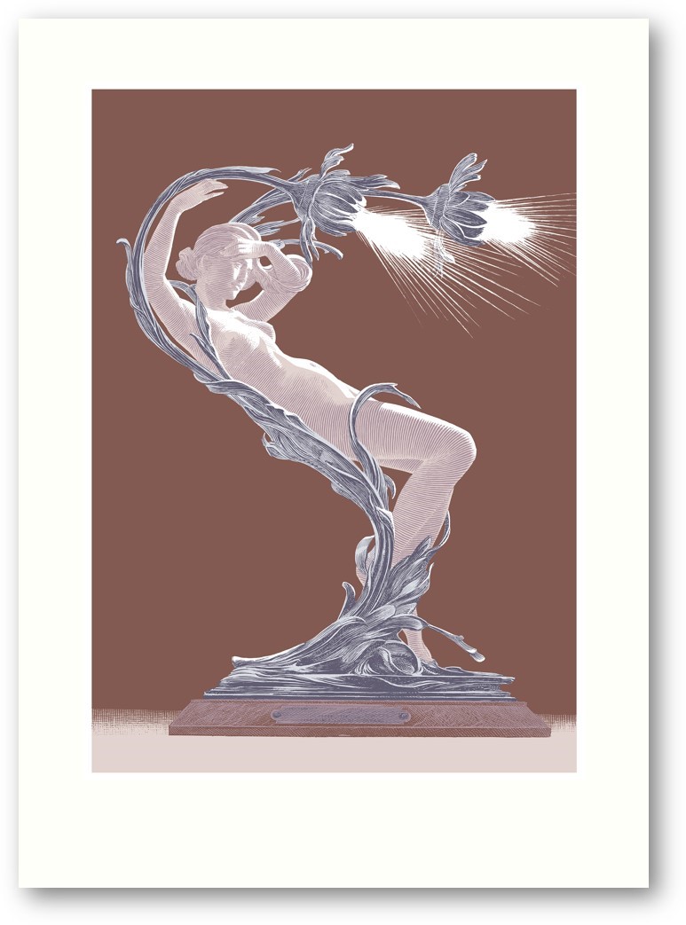 Sérigraphie - La lampe aux Nymphes  ( Variante Argentée ) - Signée et limitée F. Schuiten