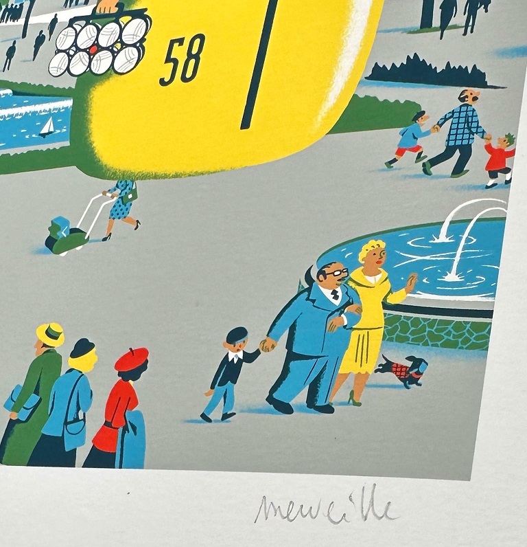 Estampe exclusive 80x110 Mr Hulot à L'Expo 58 Atomium par David Merveille - signée et limitée – Image 2