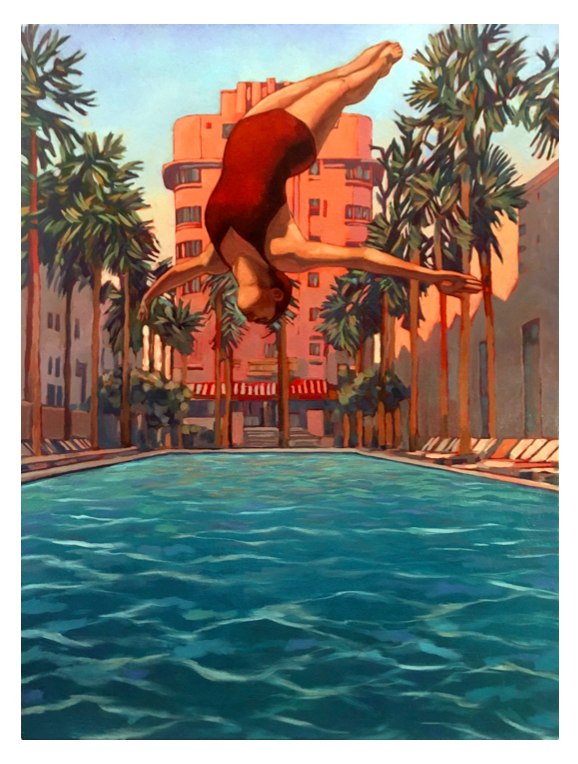 Estampe pigmentaire Miles Hyman : "High Dive" 40x50