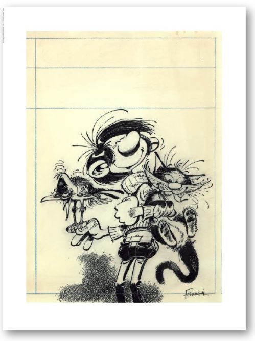 Estampe Franquin - Étude de couverture Gaston "Le cas Lagaffe"