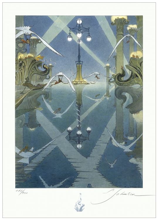 Schuiten - Estampe signée - Les magasins Waucquez