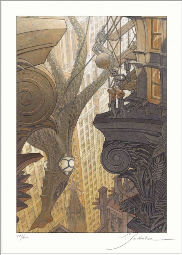 Schuiten - Entre les Tours - Estampe signée 400 ex. Tirée du retour du Capitaine Nemo