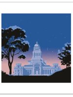 Estampe "Palais de Justice , de nuit" par David Merveille - 40x40 cm, signée et limitée