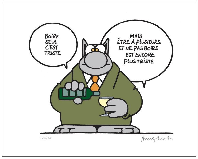 Le Chat de Geluck - Buvons un coup ! - Sérigraphie Signée et limitée